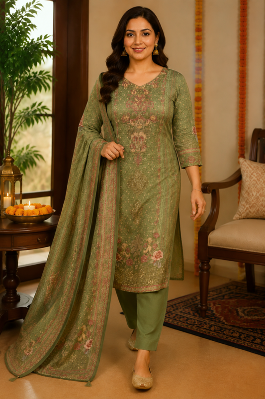 Mehnaz Karachi Muslin Suit with Aari Work