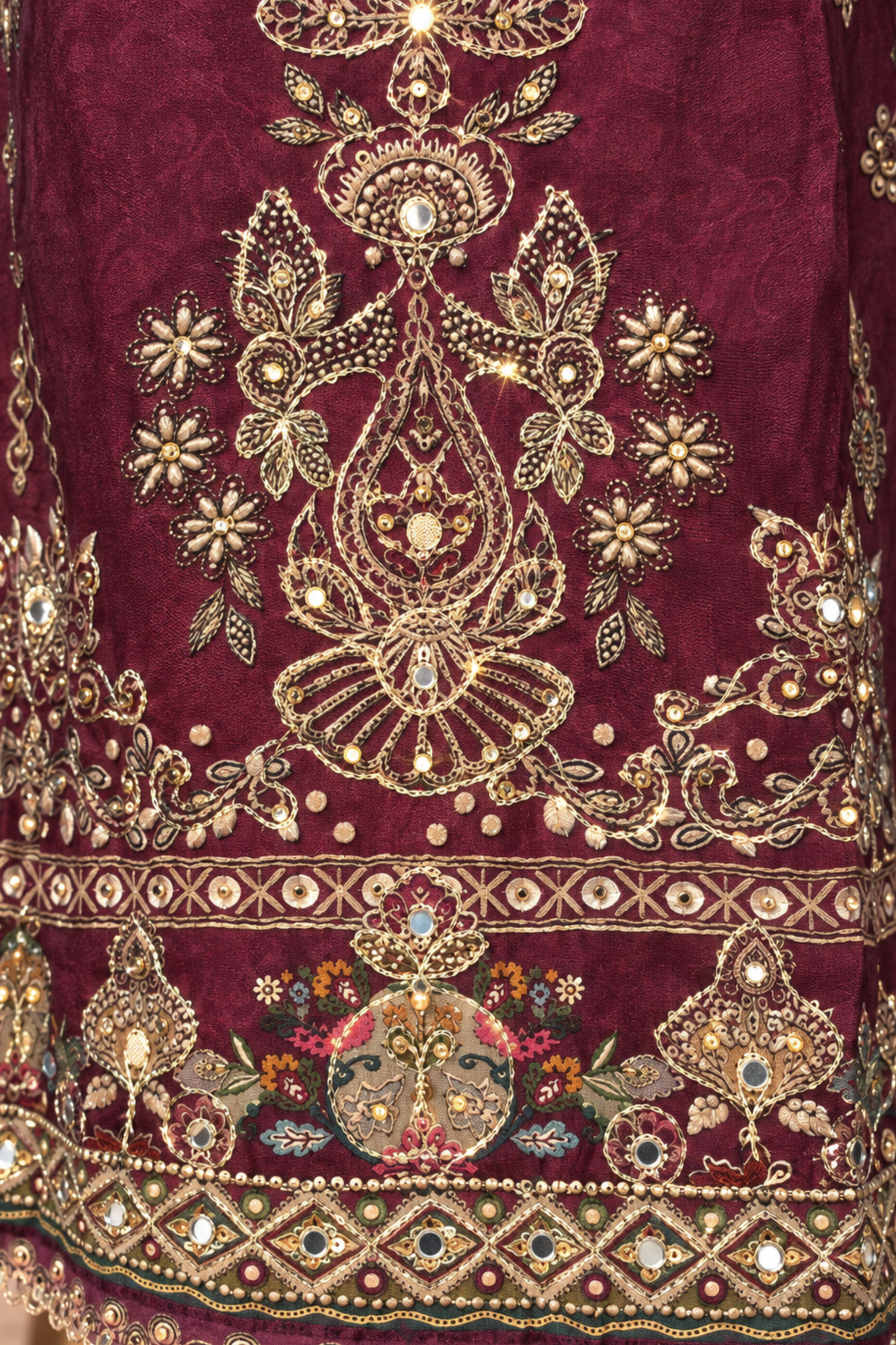 Shireen Karachi Muslin Suit With Aari Work