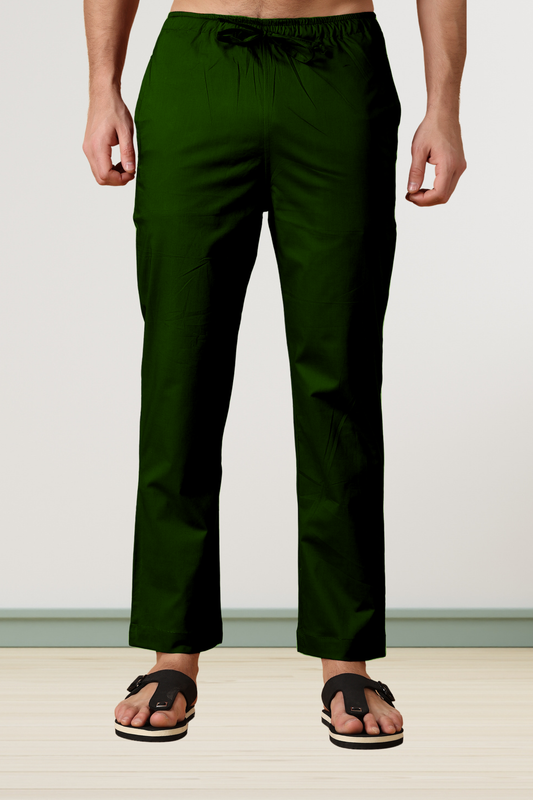 Bottle Green Cotton Pant Pajama