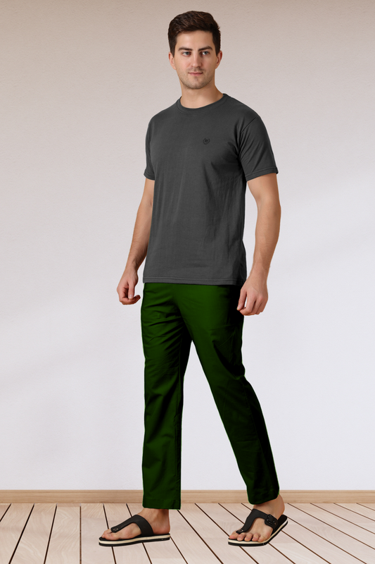 Bottle Green Cotton Pant Pajama