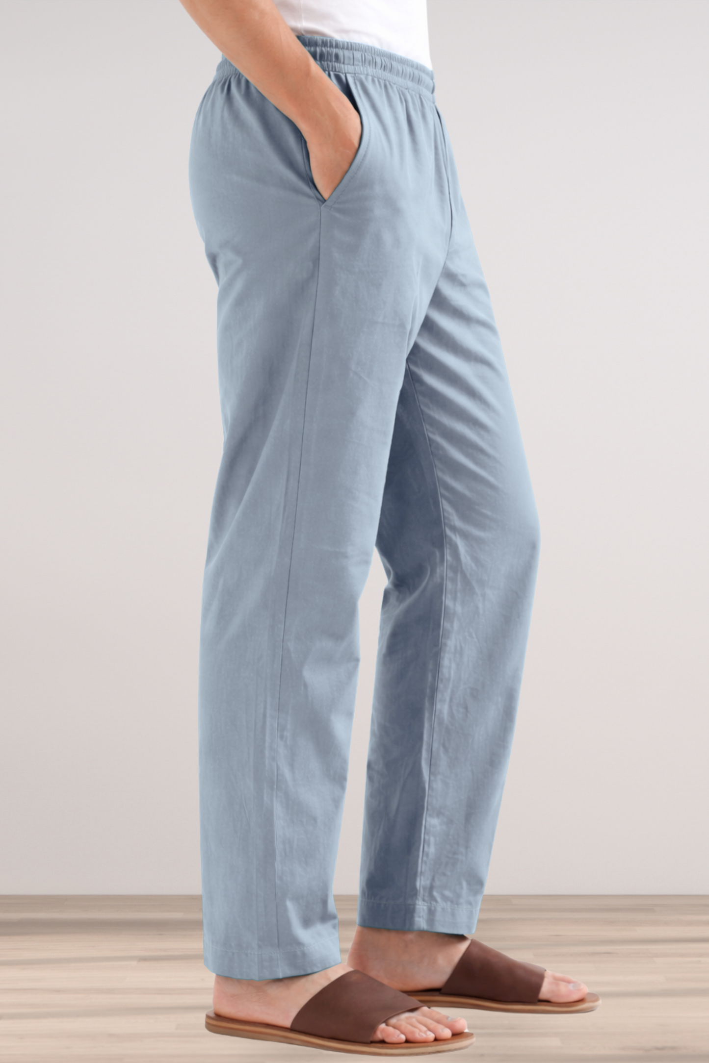 Powder Blue Cotton Pant Pajama