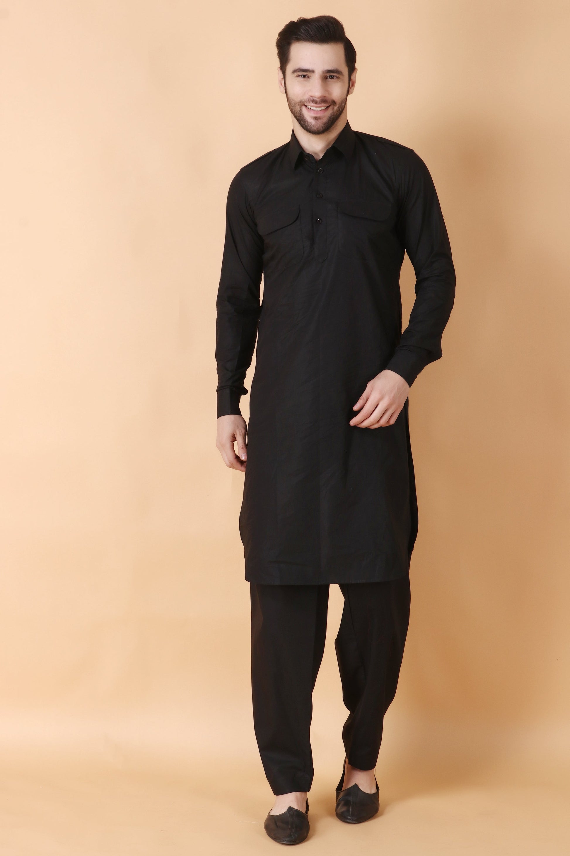 Men's Plus Size  Dark Grey  Pathani Suit | Apella