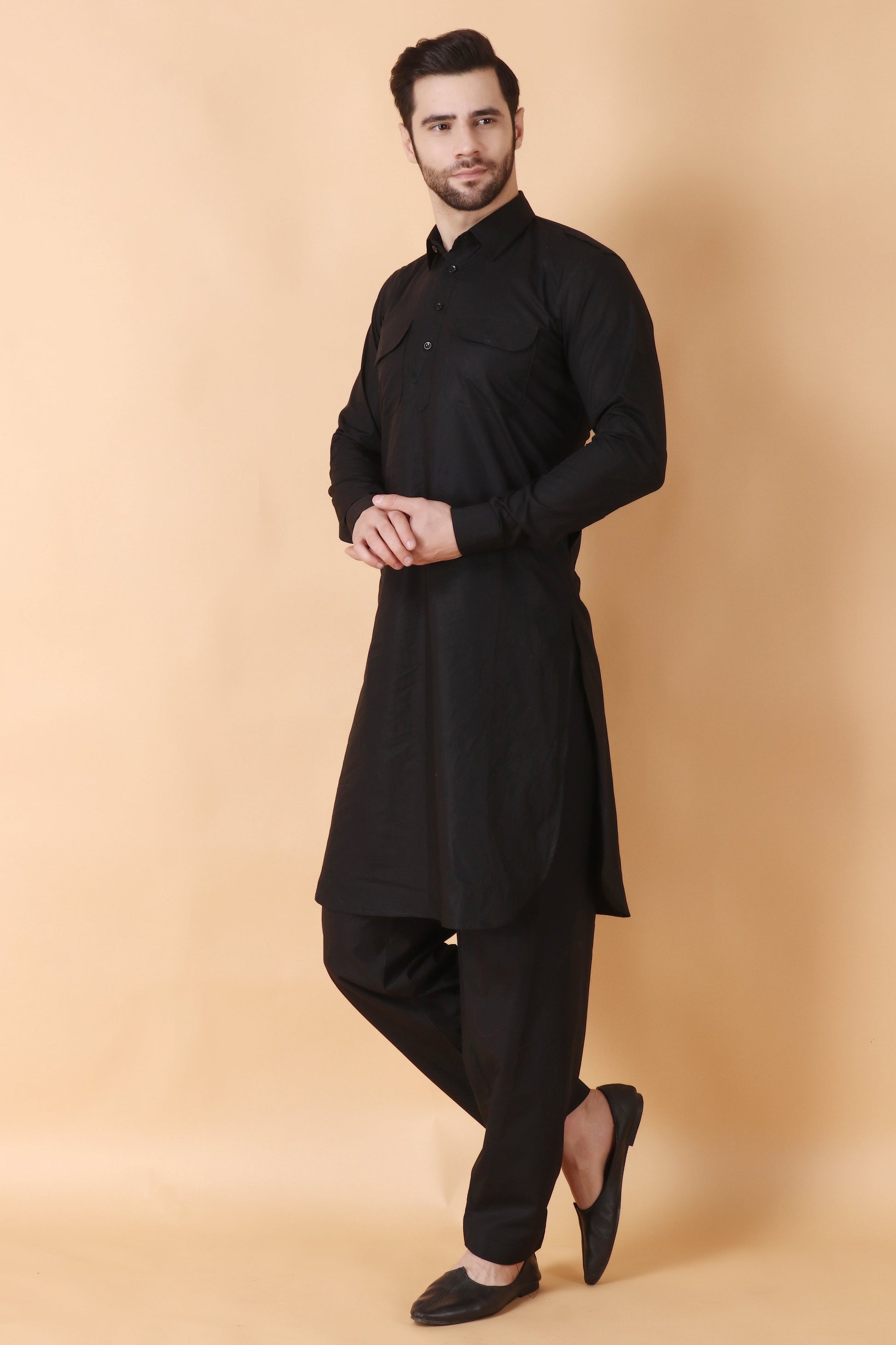 Black Pathani Kurta Pajama