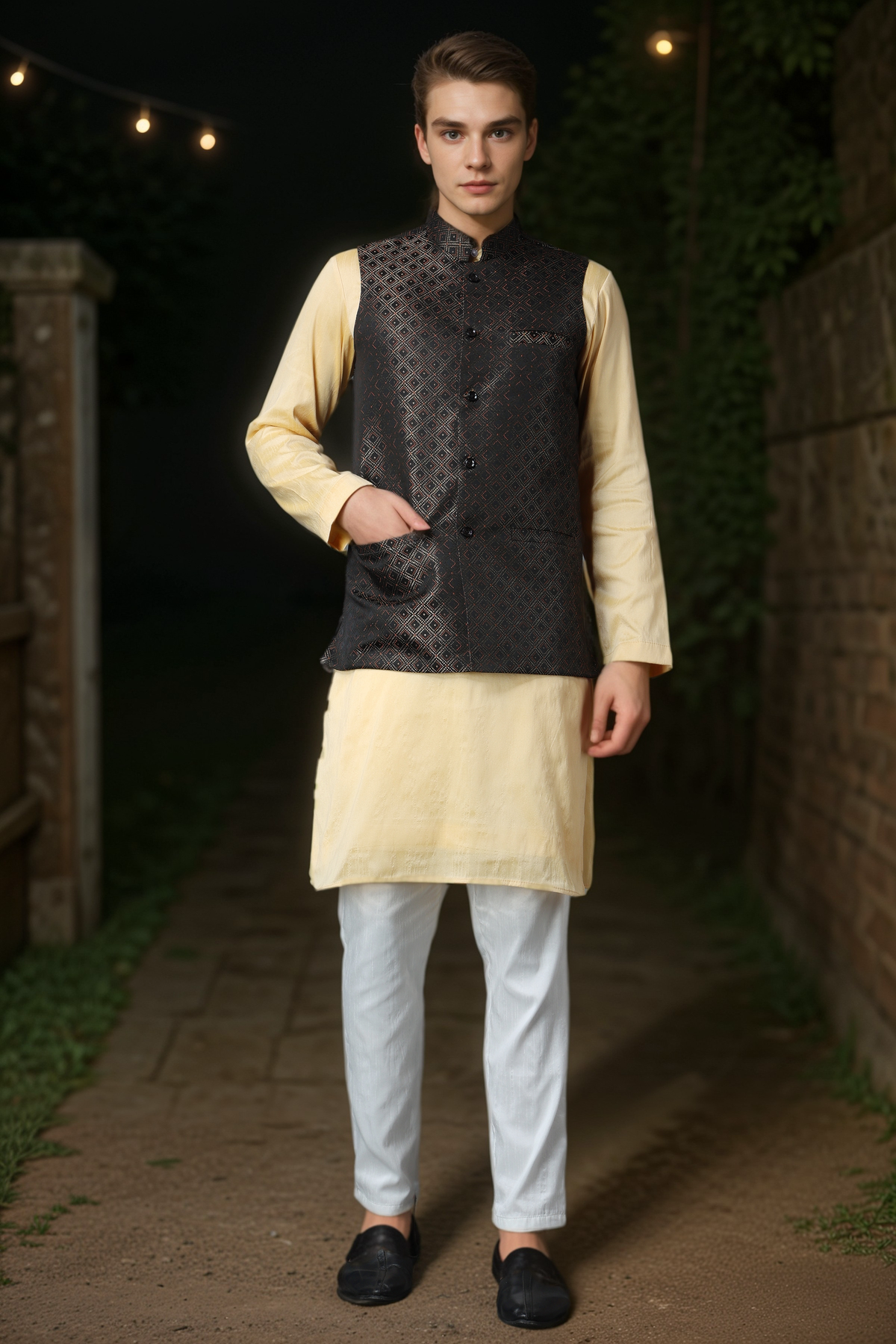 Buy Plus Size ​Ode to Life Jacket Kurta Set At Apella | Sizes XS to 10 XL | India | Free Delivery | Customized
