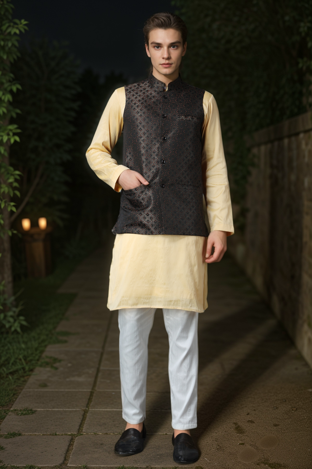 Buy Plus Size ​Ode to Life Jacket Kurta Set At Apella | Sizes XS to 10 XL | India | Free Delivery | Customized