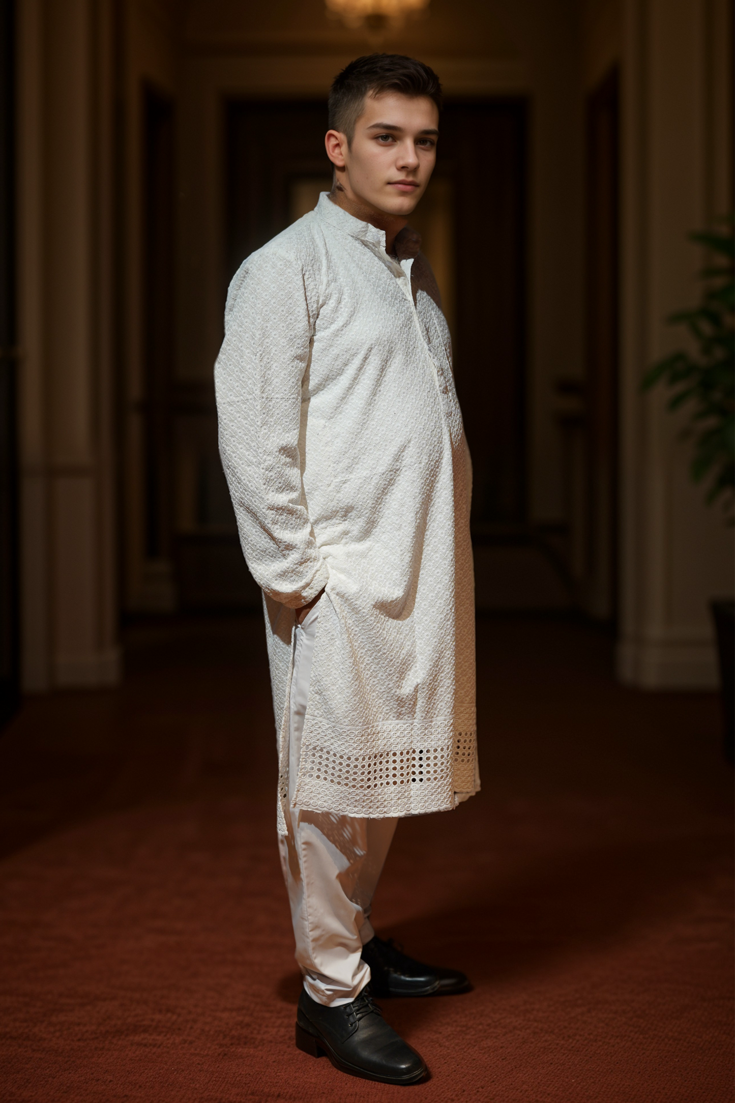 Radiant White Sequined Kurta