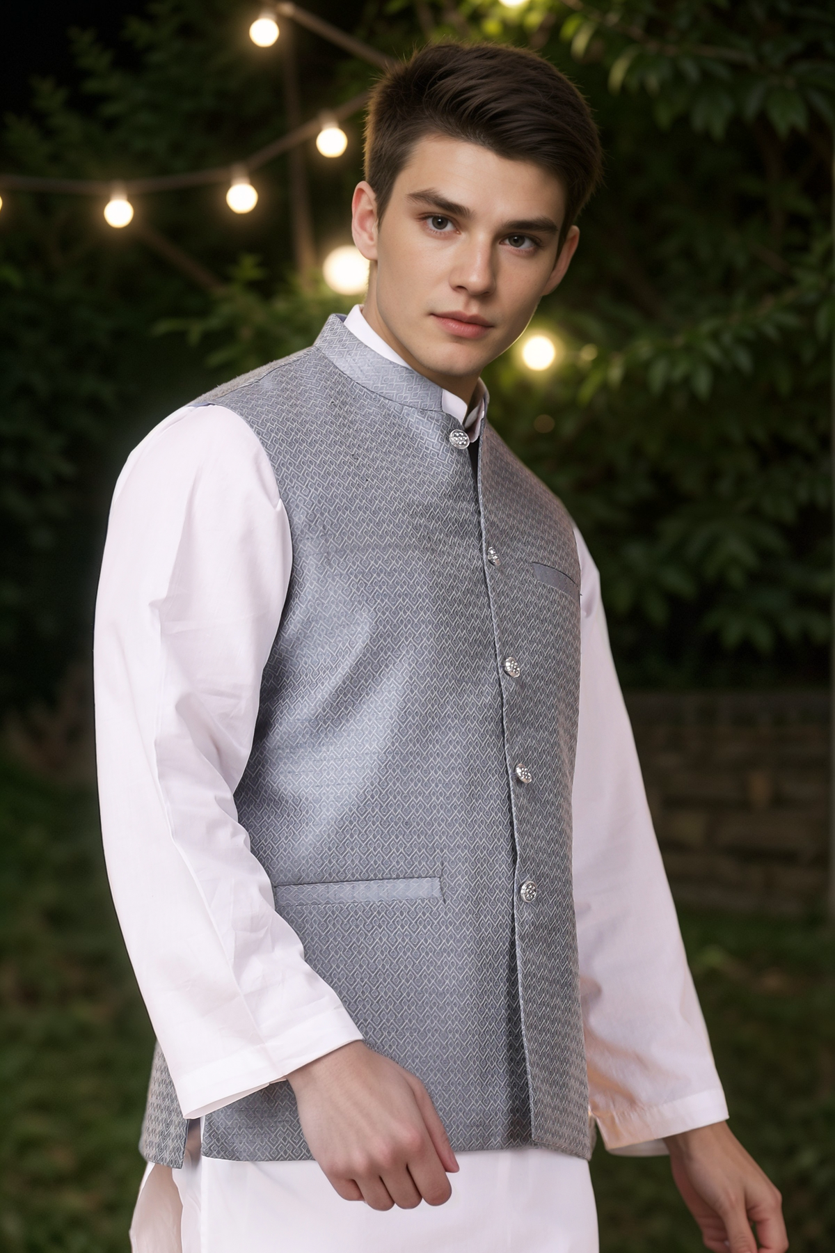 Buy Plus Size ​Silken Brocade Kurta Vasket Set At Apella | Sizes XS to 10 XL | India | Free Delivery | Customized