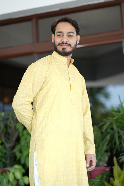 Yellow Simple Kurta Pajama