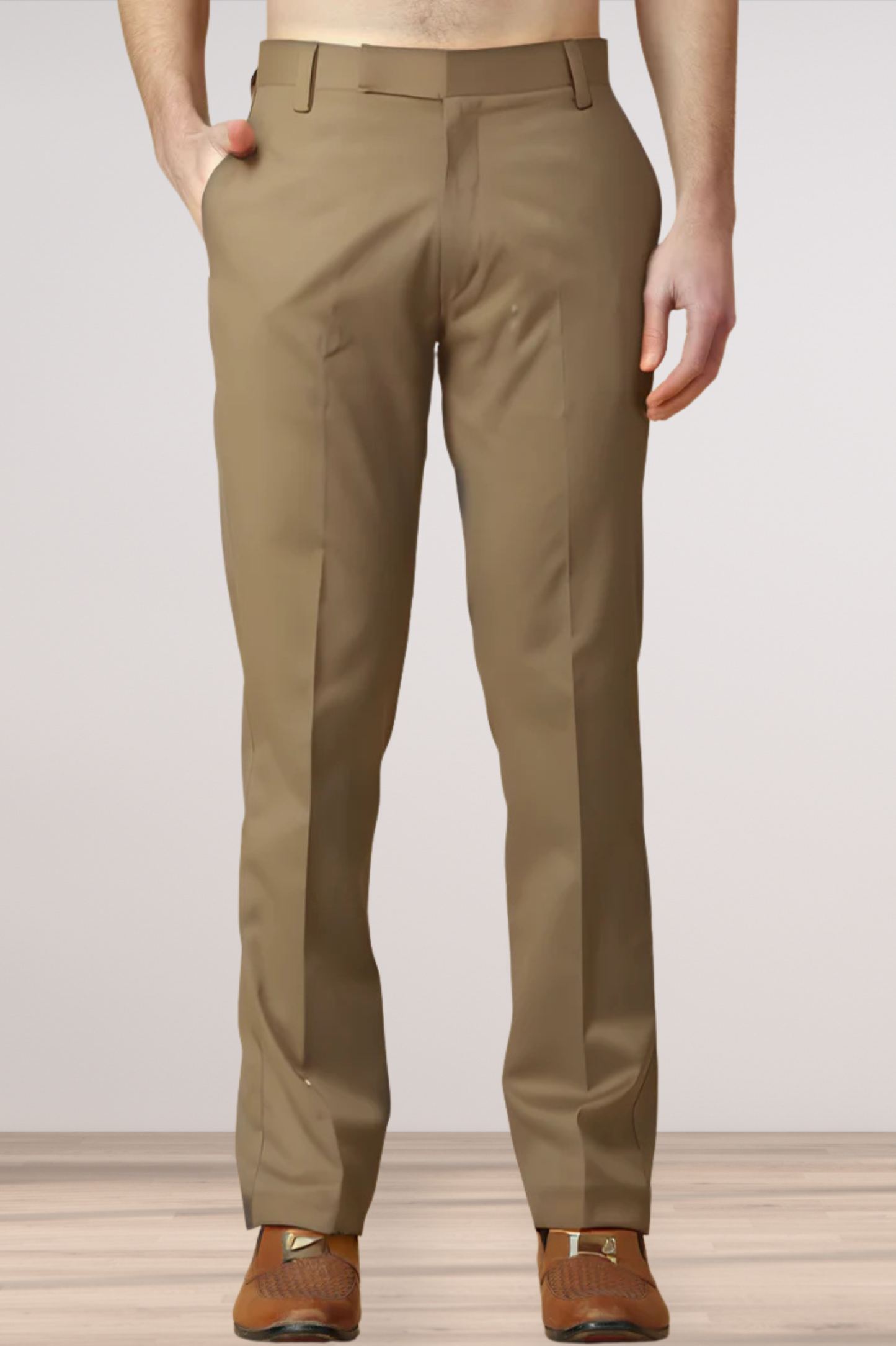 Desert Khakhi Solid Stretch Trouser