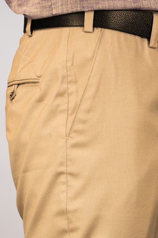 Maple Beige Textured Stretch Trousers