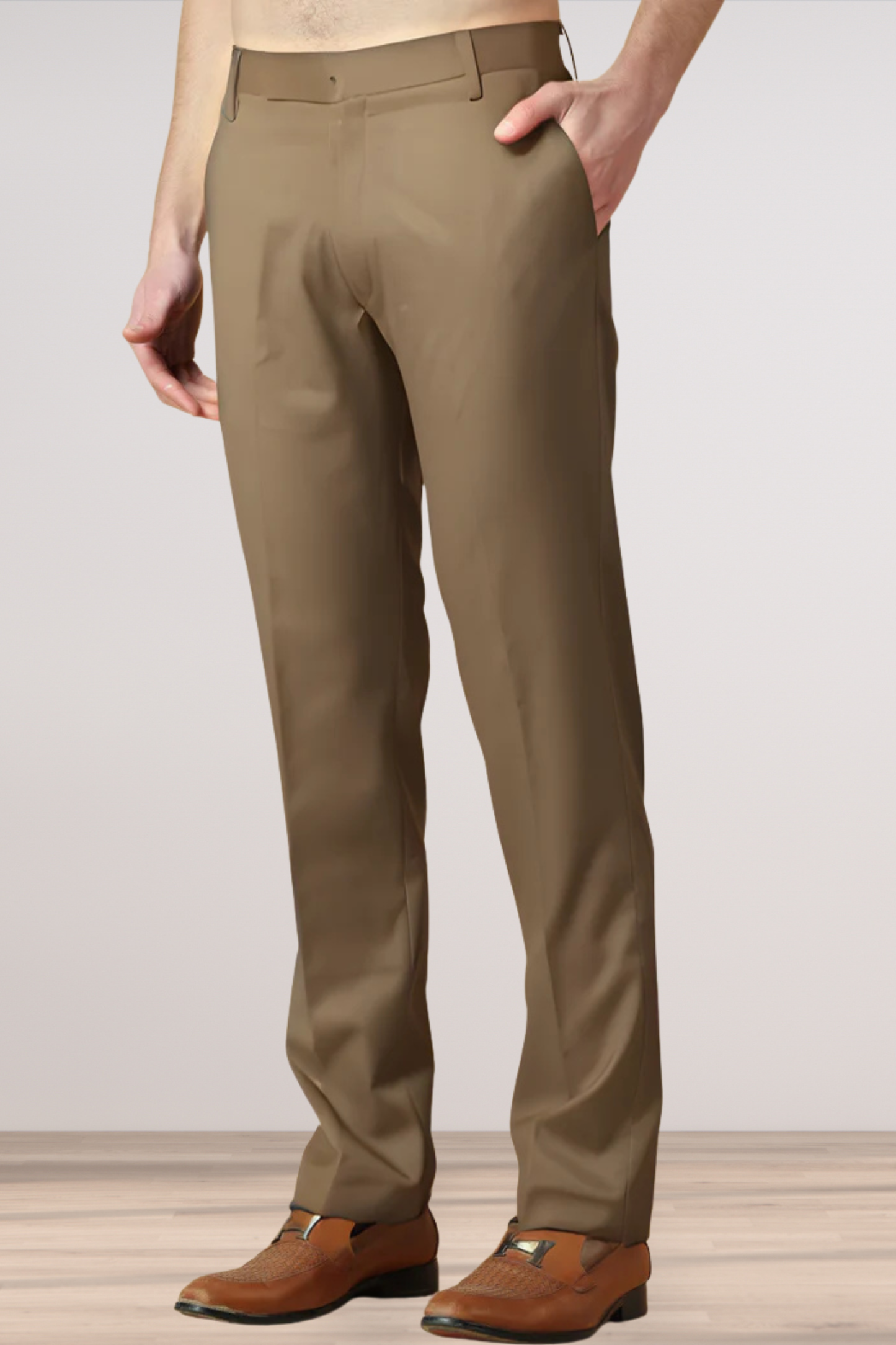 Desert Khakhi Solid Stretch Trouser