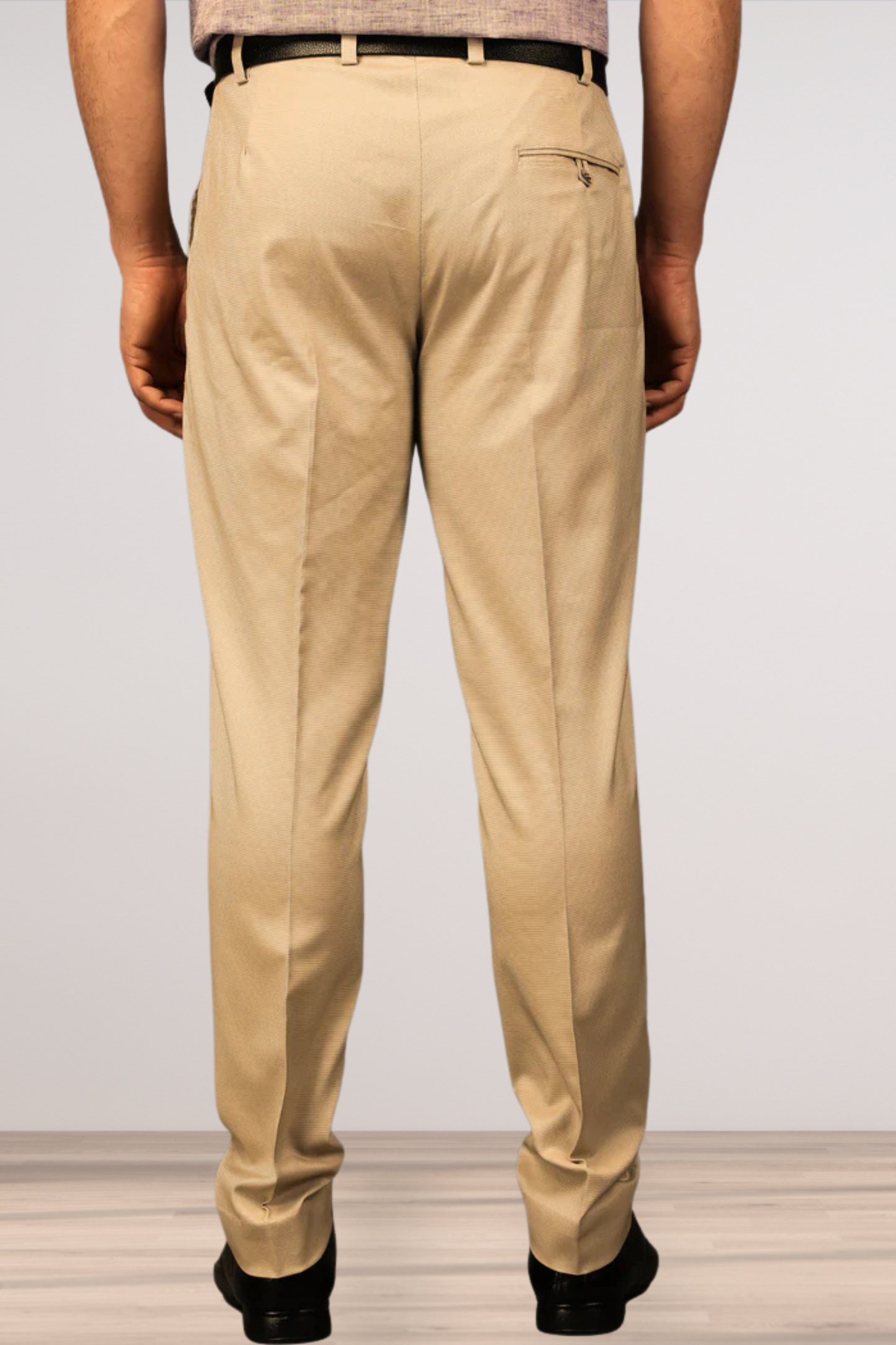 Maple Beige Textured Stretch Trousers