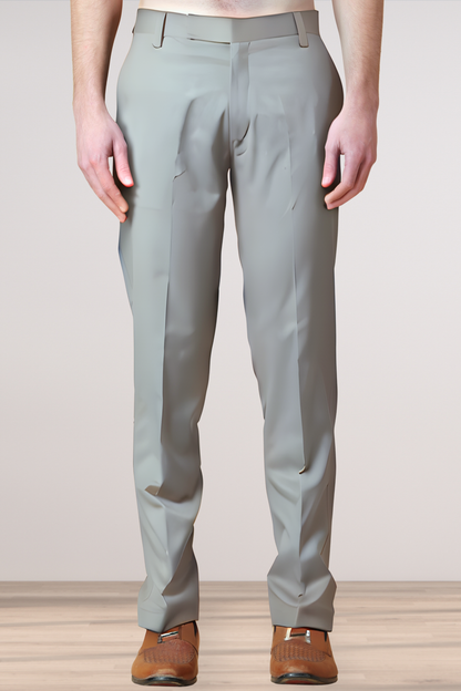 Stone Grey Solid Stretch Trouser