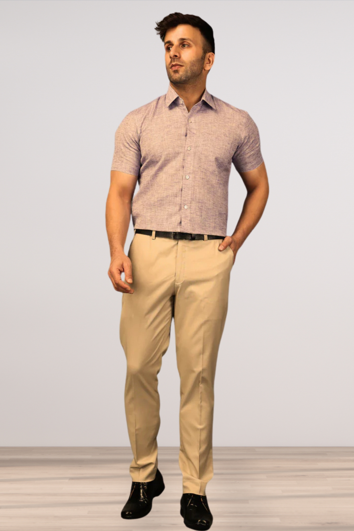 Maple Beige Textured Stretch Trousers