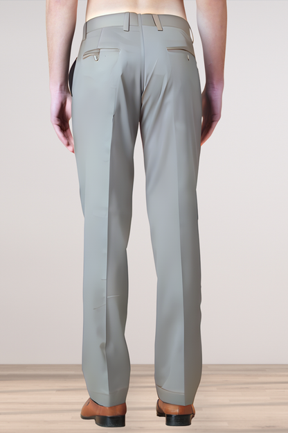 Stone Grey Solid Stretch Trouser