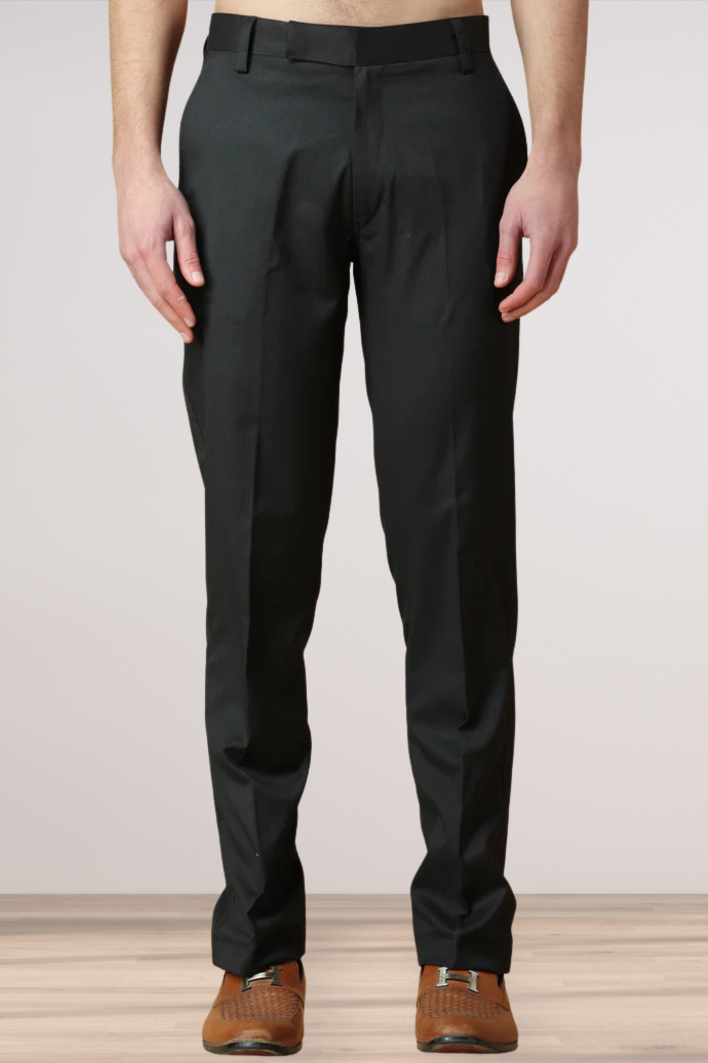 Forest Black Formal Stretch Trousers