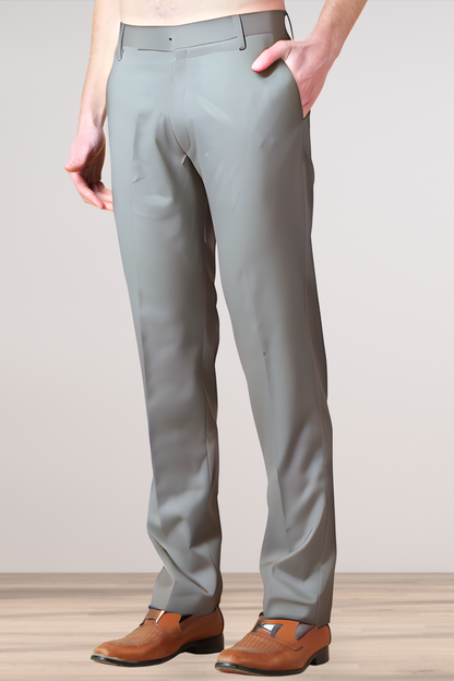 Stone Grey Solid Stretch Trouser
