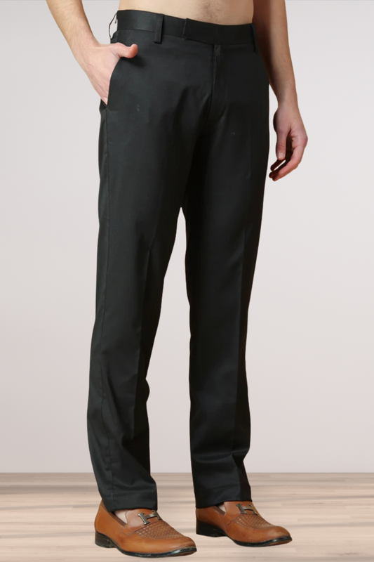 Forest Black Formal Stretch Trousers