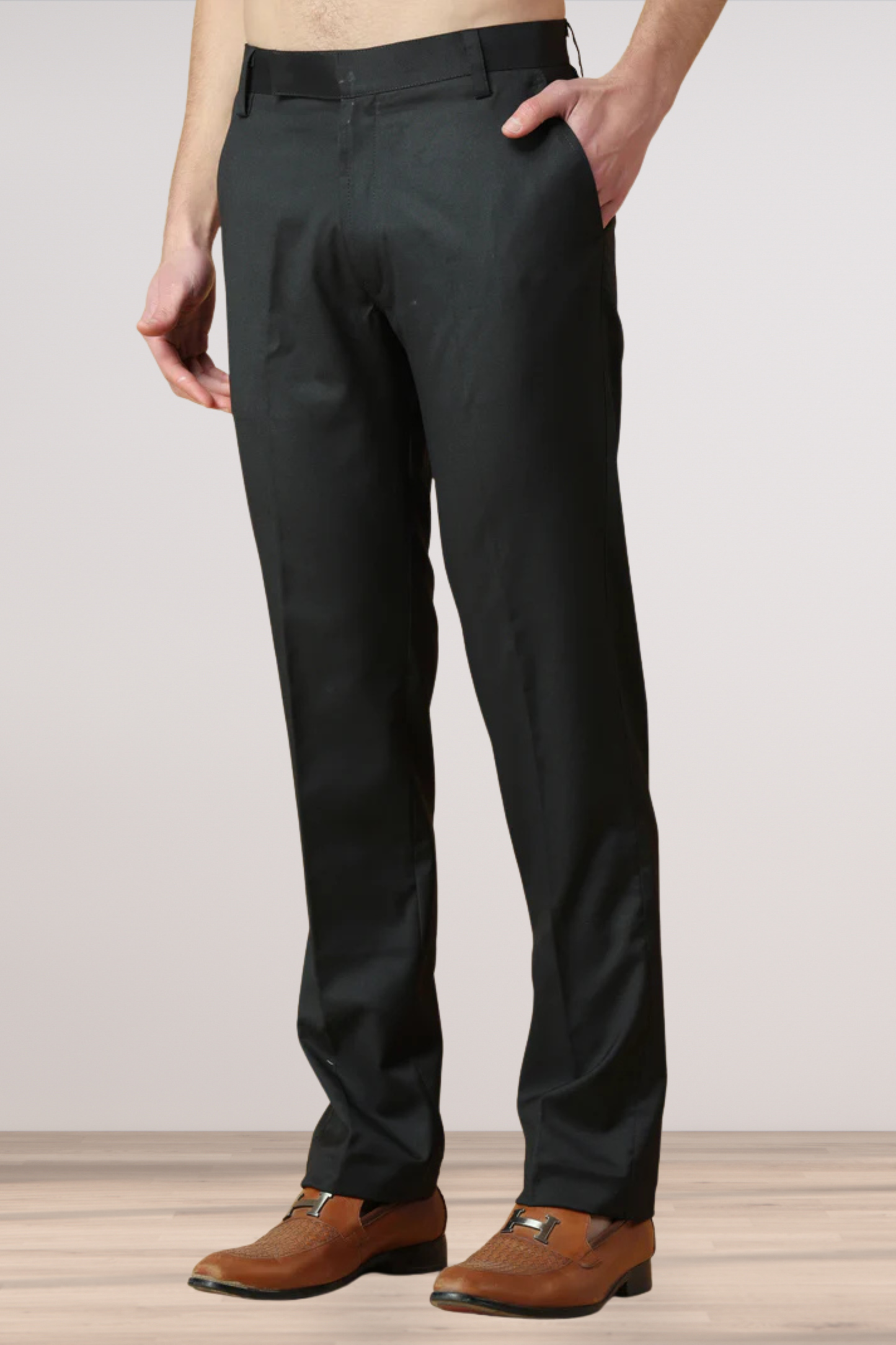 Forest Black Formal Stretch Trousers
