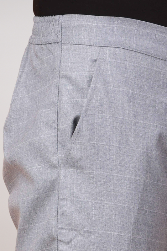 Silver Grey Checked Comfort Fit Trousers