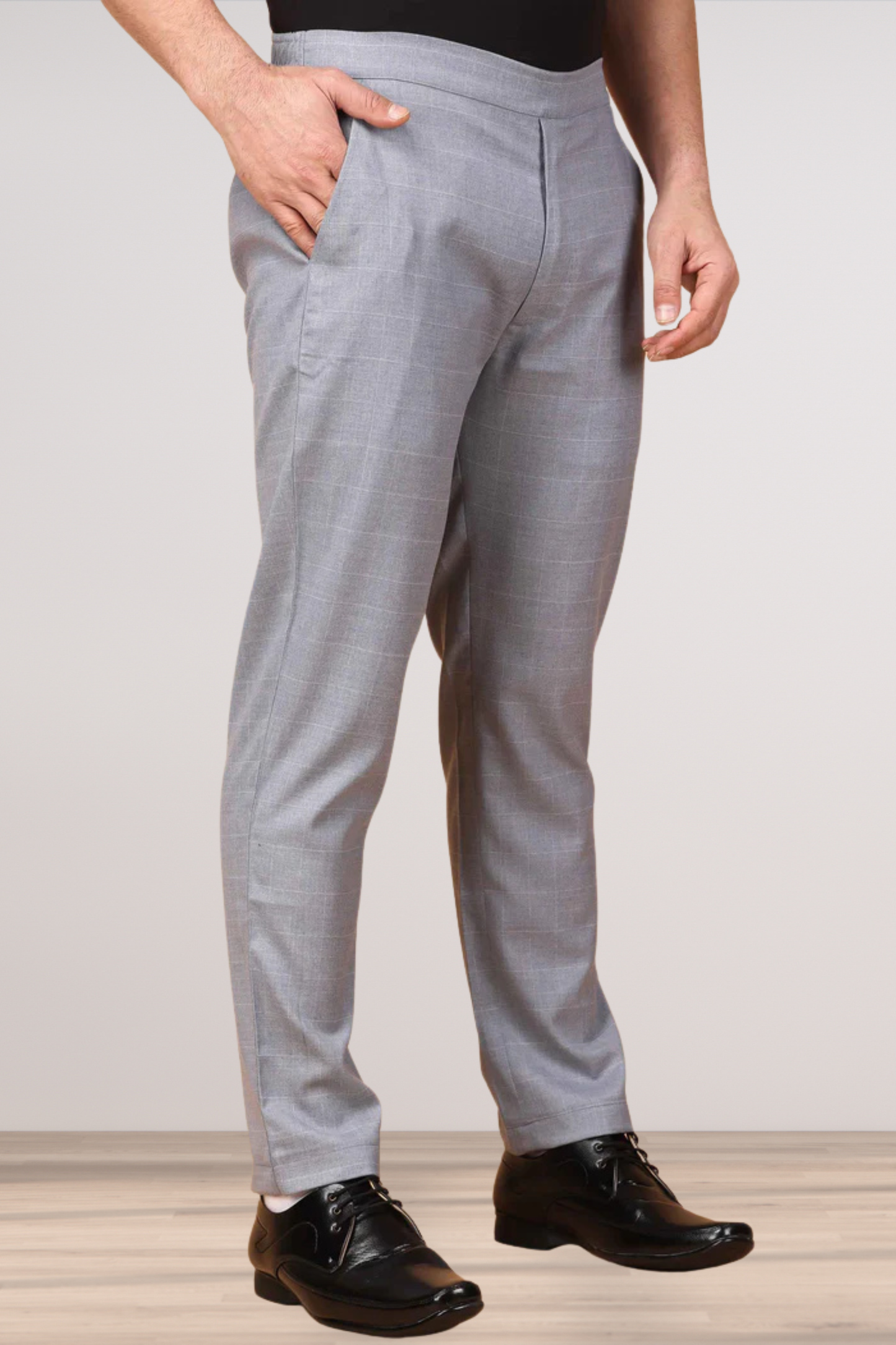 Silver Grey Checked Comfort Fit Trousers