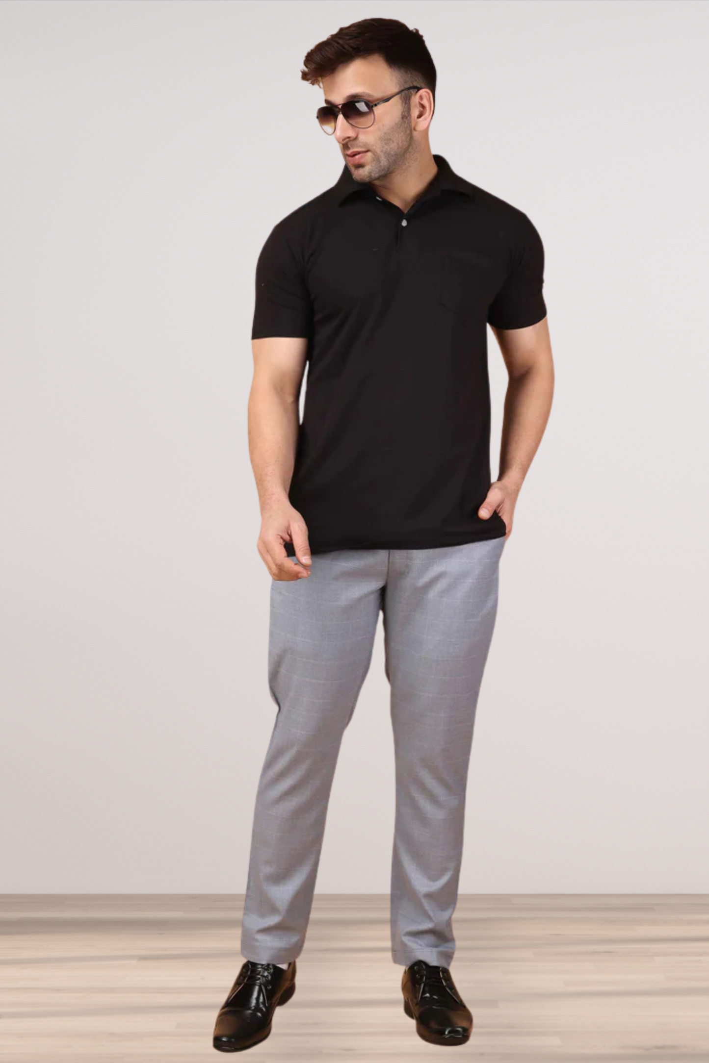 Silver Grey Checked Comfort Fit Trousers