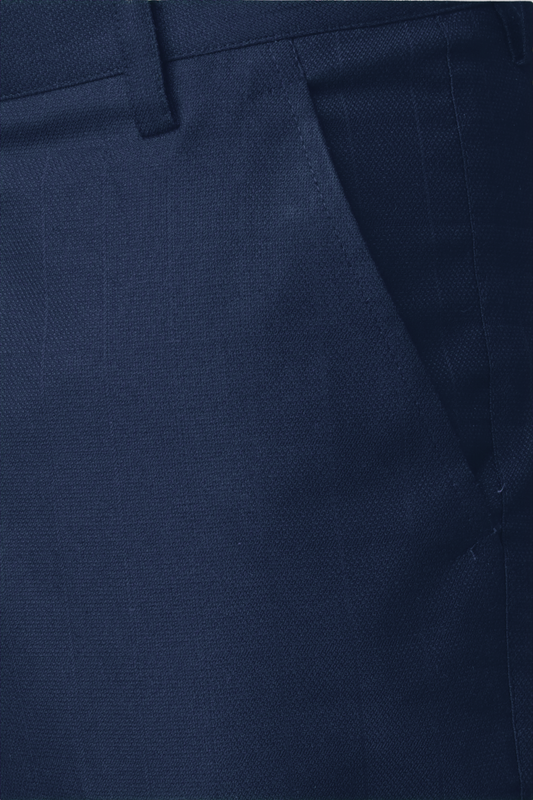 Navy Checked Formal Trousers