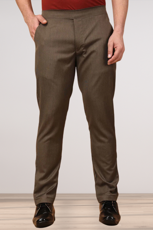 Cinnamon Textured Comfort Fit Trousers