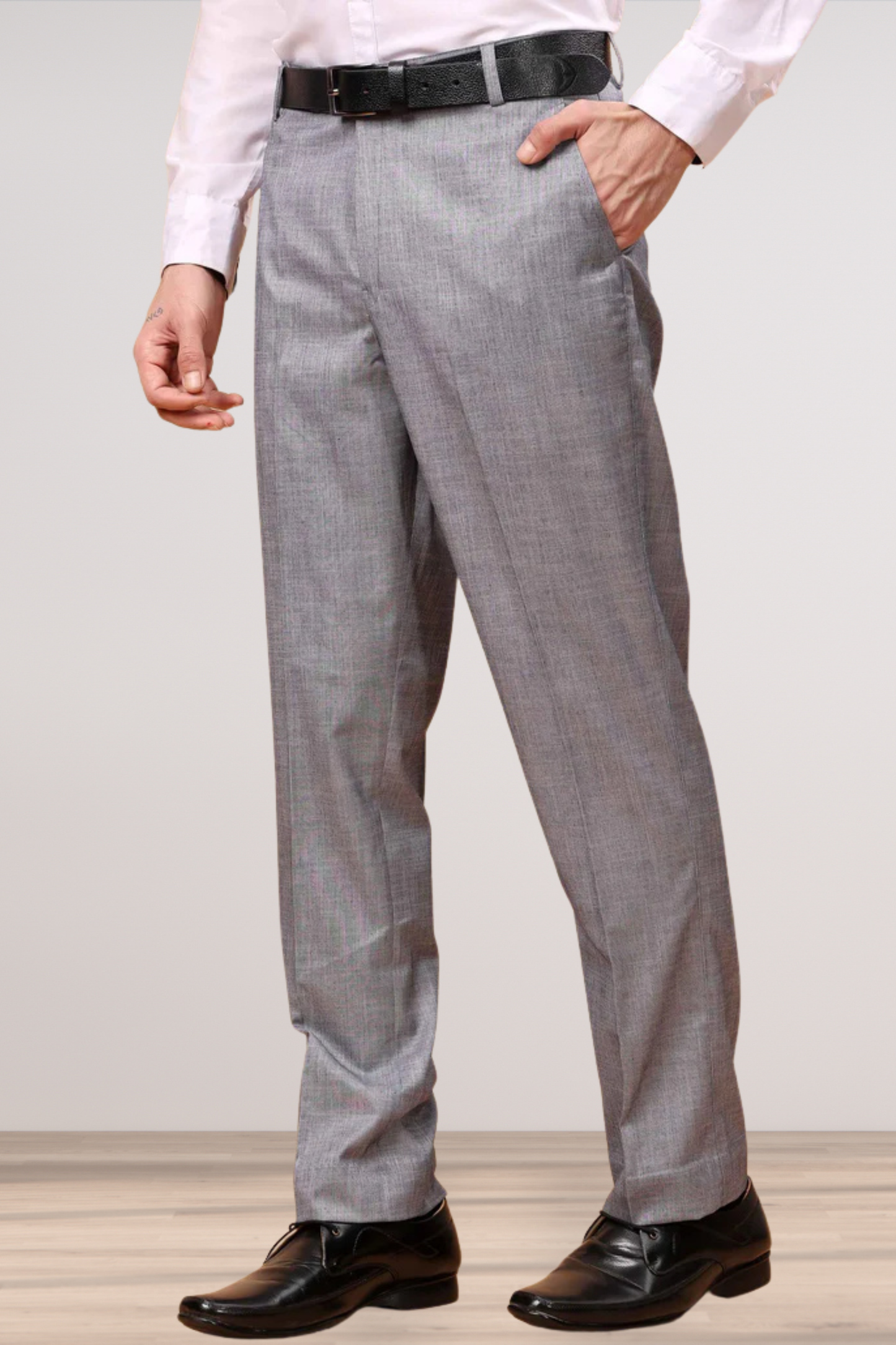 Silver Grey Linen Formal Trousers