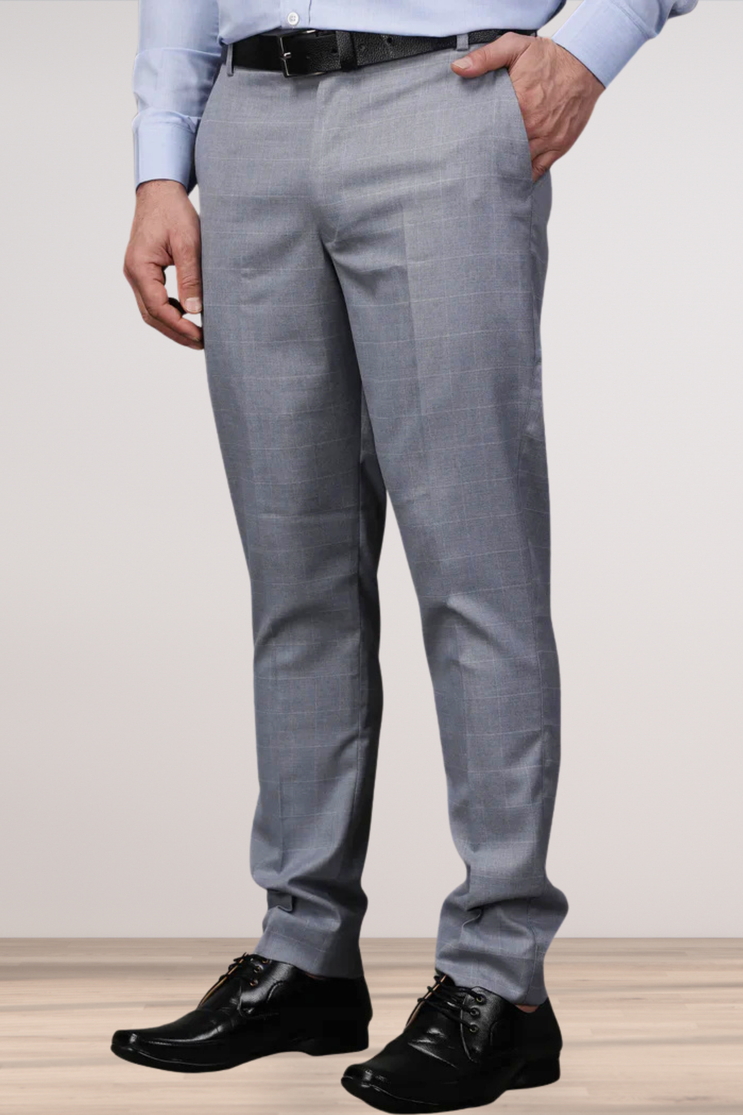 Graphite Checked Formal Trousers