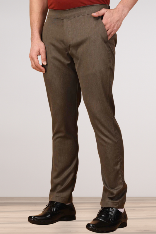 Cinnamon Textured Comfort Fit Trousers