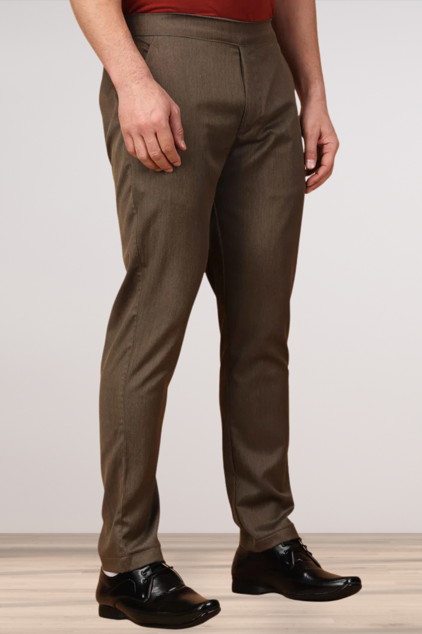 Cinnamon Textured Comfort Fit Trousers