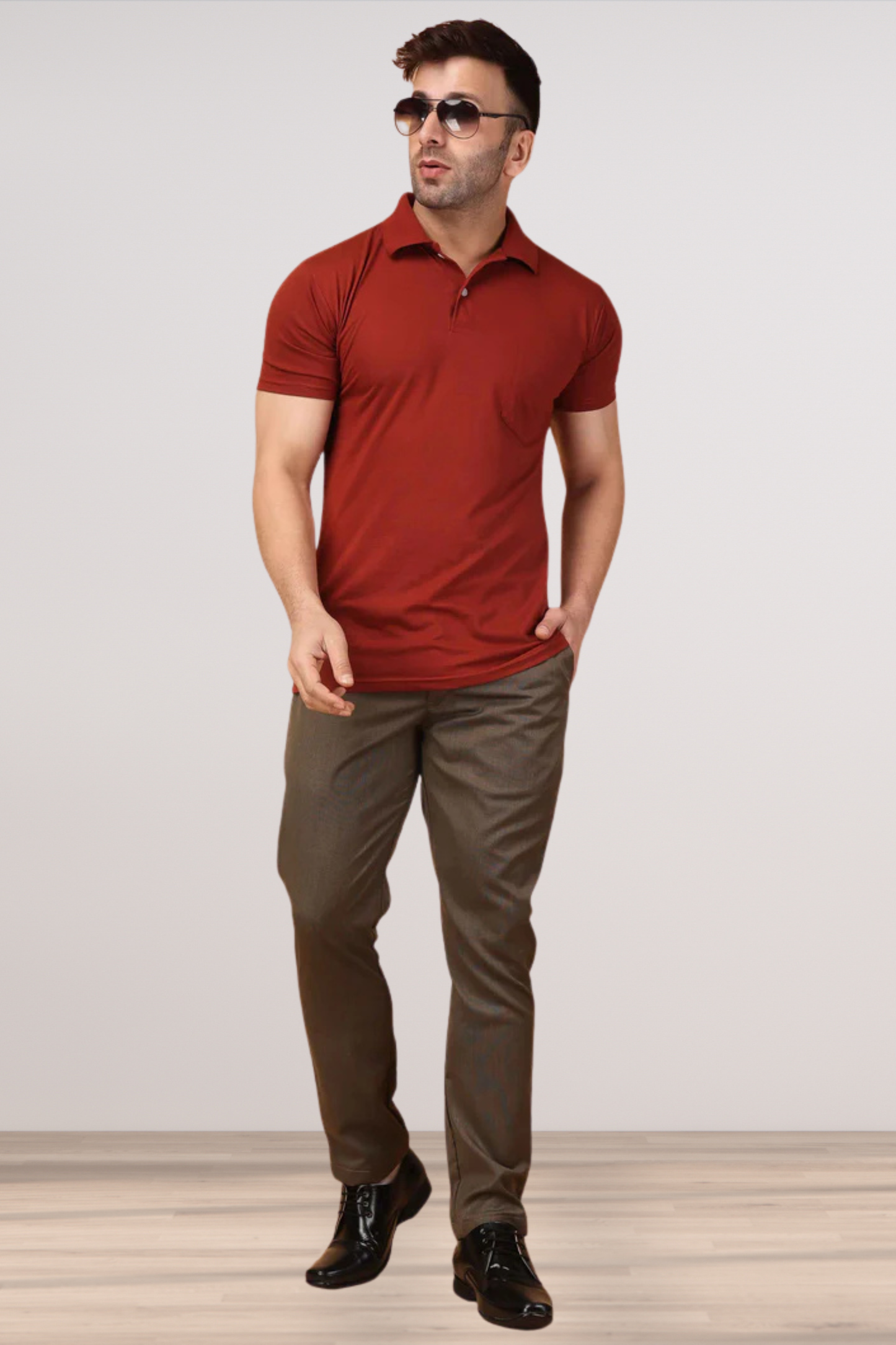 Cinnamon Textured Comfort Fit Trousers