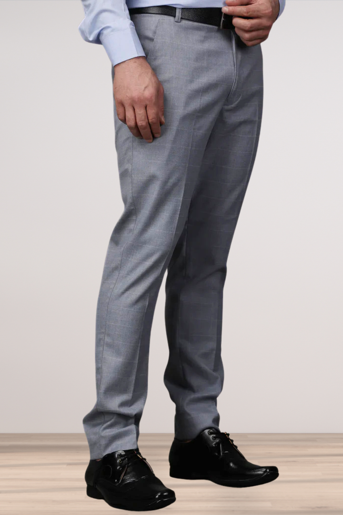 Graphite Checked Formal Trousers