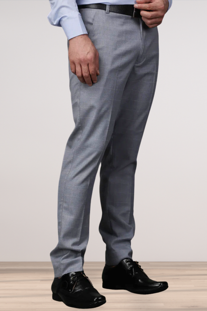 Graphite Checked Formal Trousers