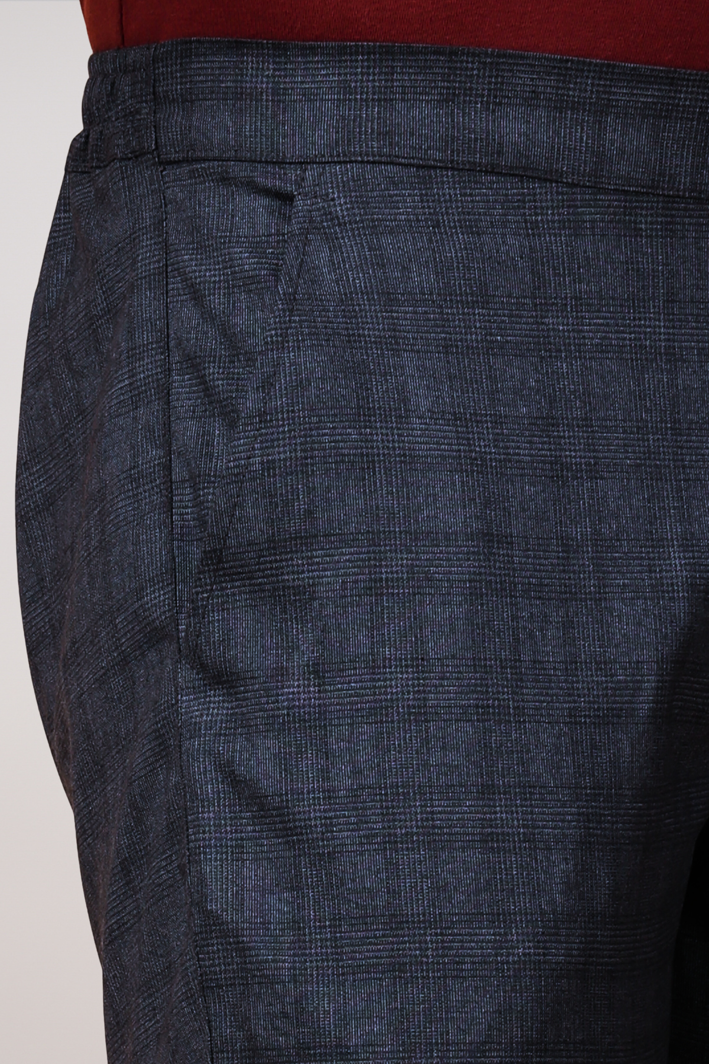 Midnight Black Checked Comfort Fit Trousers