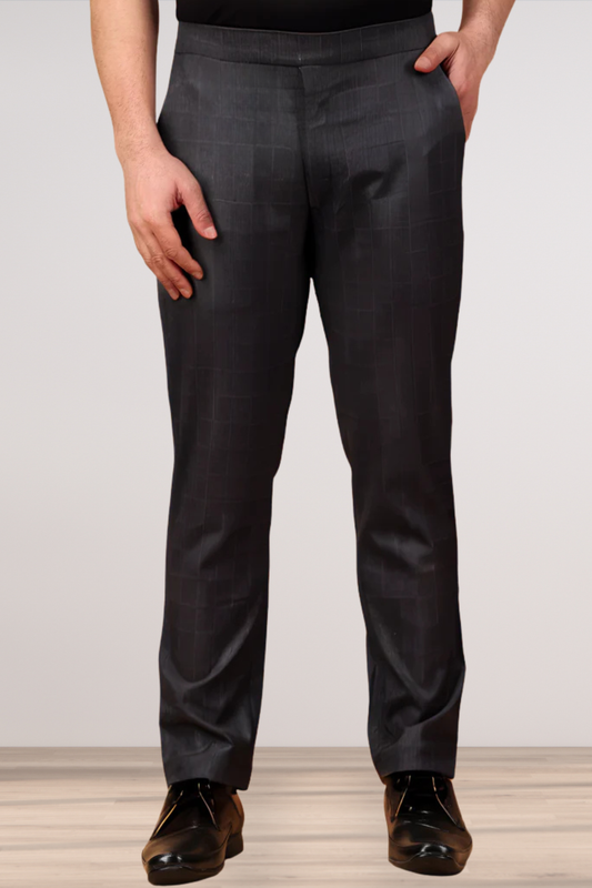 Smoke Black Checked Comfort Fit Trousers