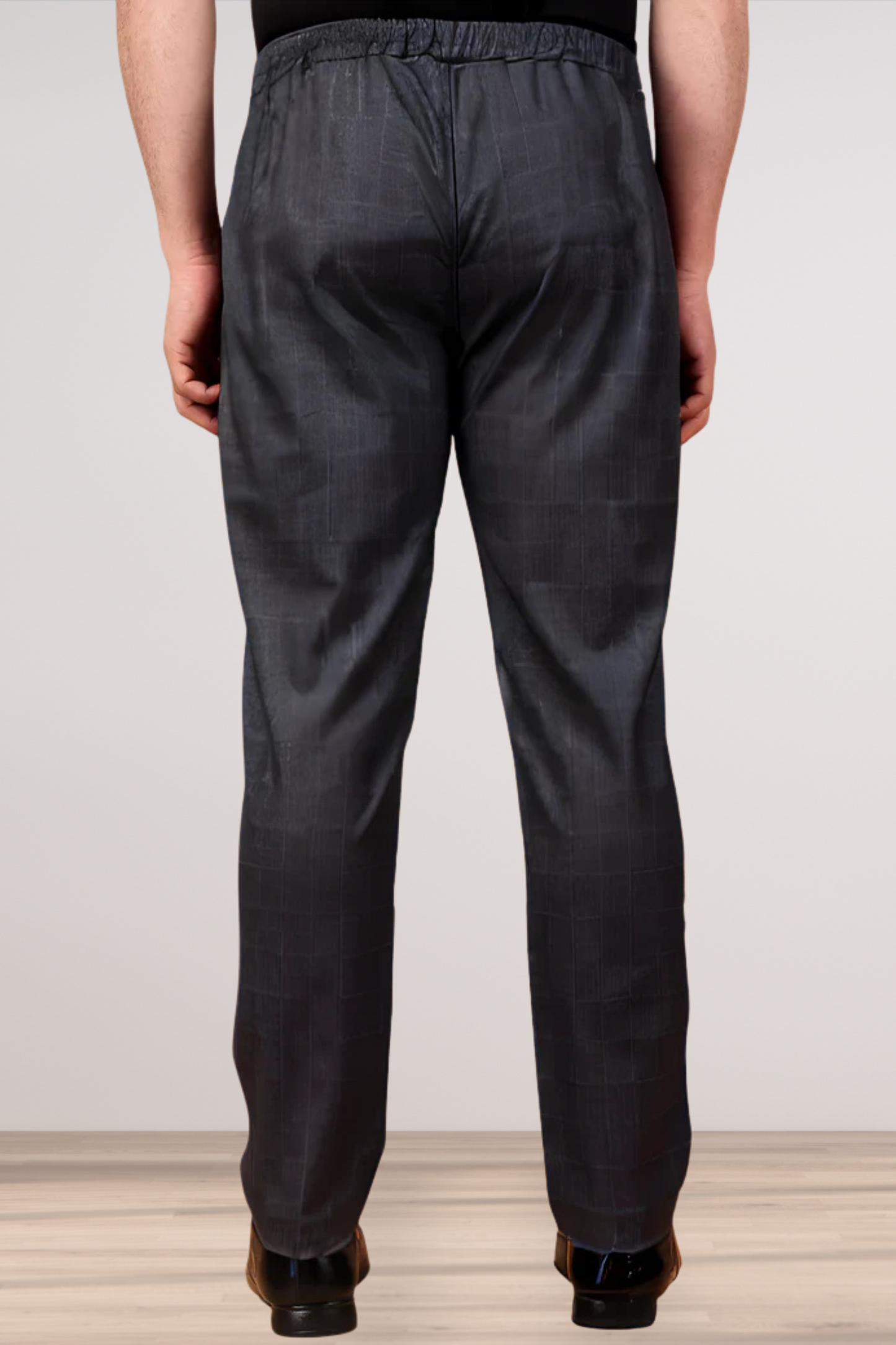 Smoke Black Checked Comfort Fit Trousers