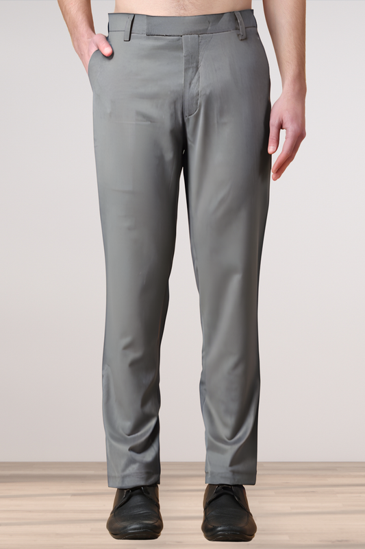 Slate Grey Solid Formal Trousers