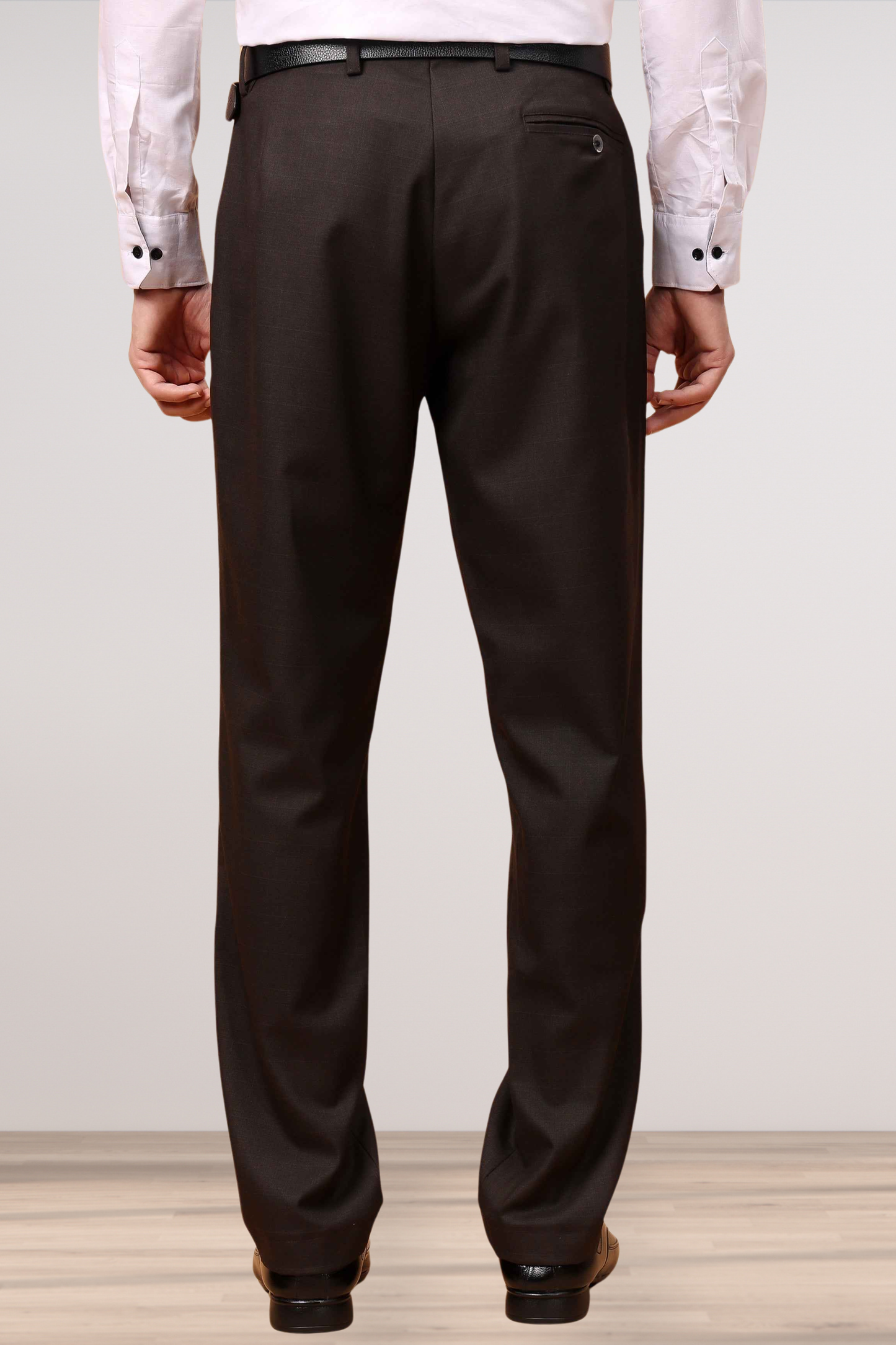 Brown Checked Formal Trousers
