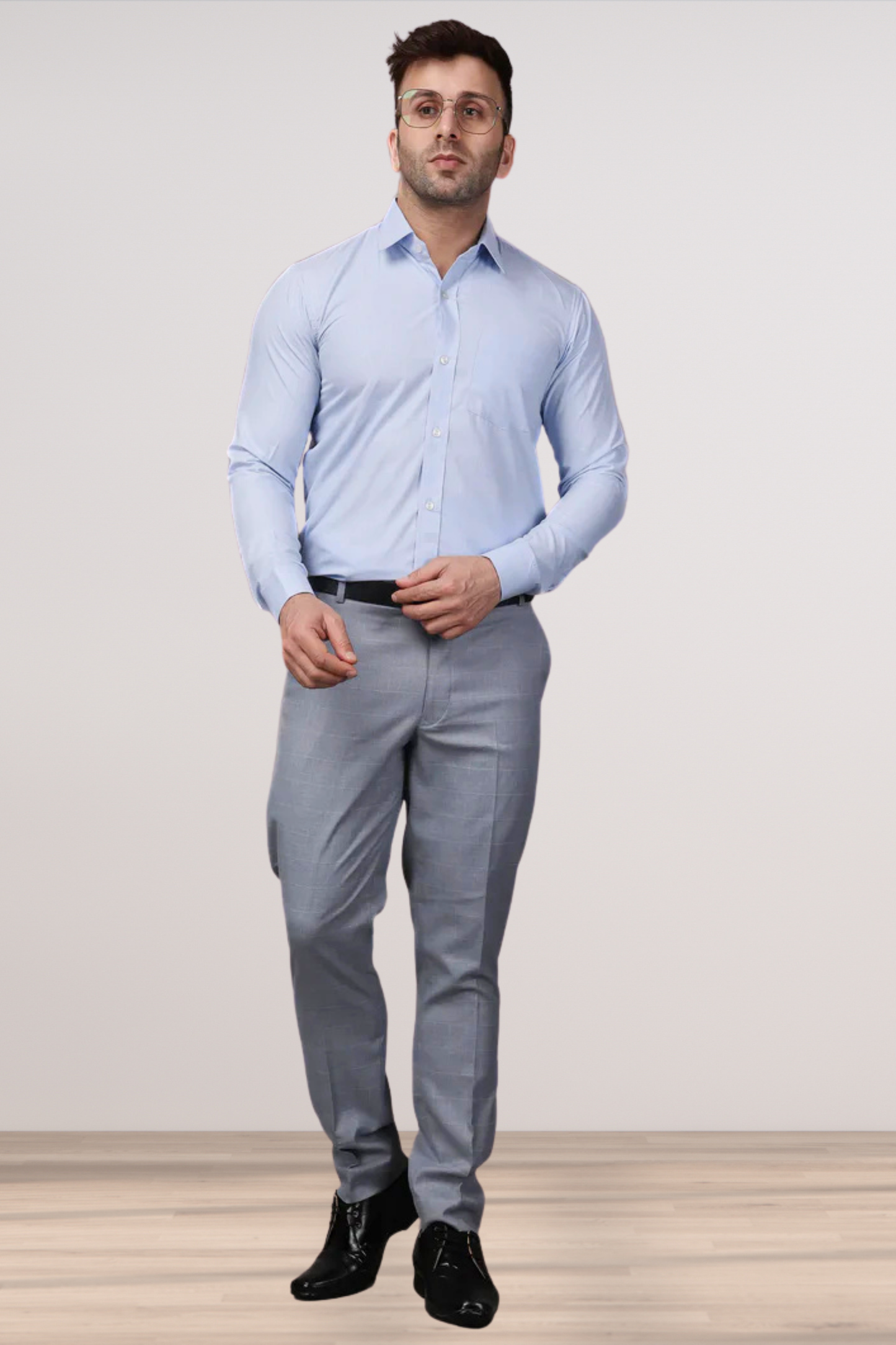 Graphite Checked Formal Trousers