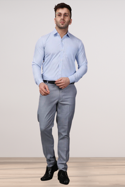 Graphite Checked Formal Trousers