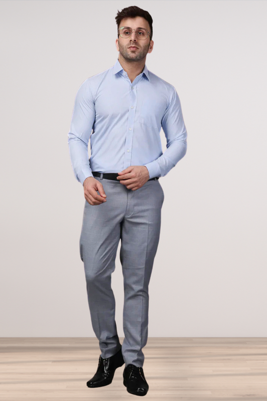 Graphite Checked Formal Trousers