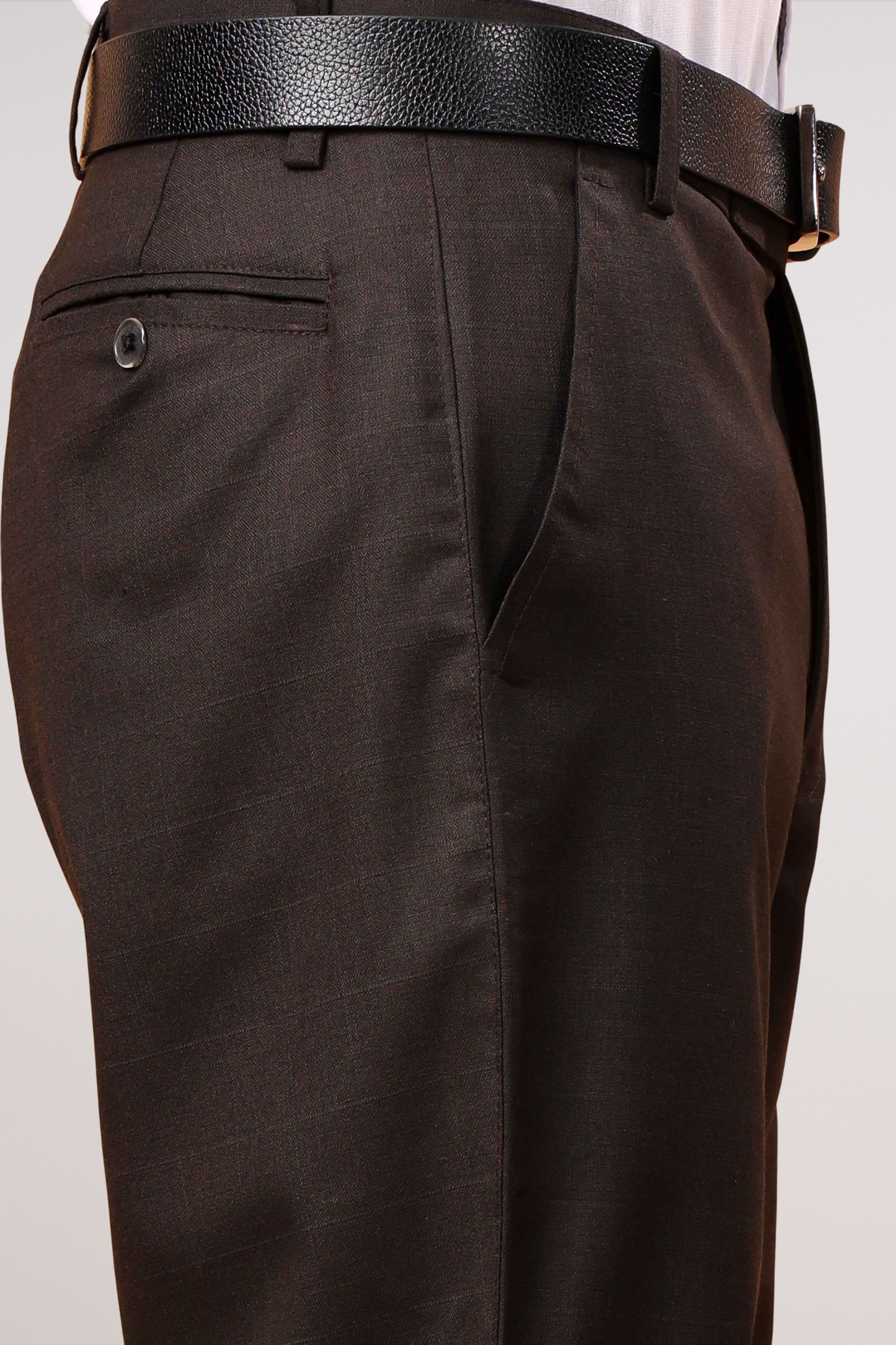 Brown Checked Formal Trousers