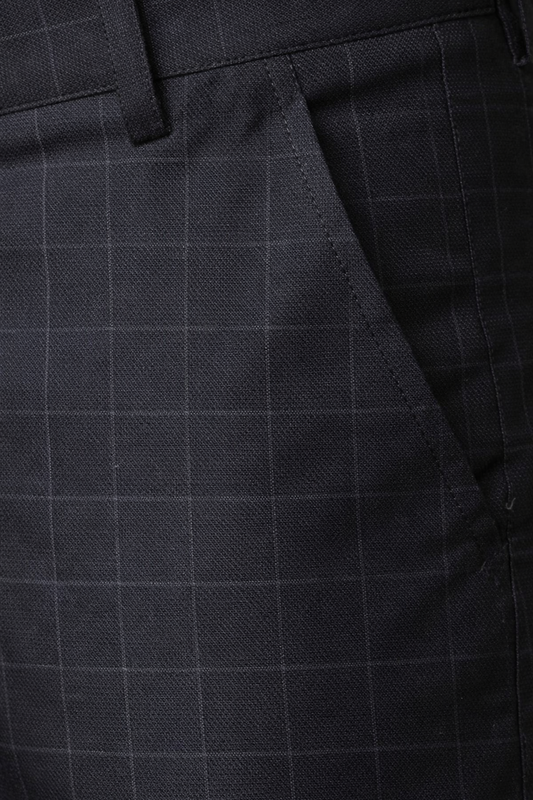 Smoke Black Checked Formal Trousers