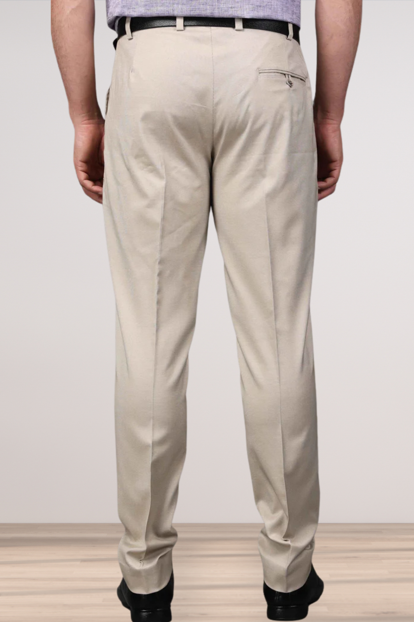 Caramel Beige Textured Stretch Trousers