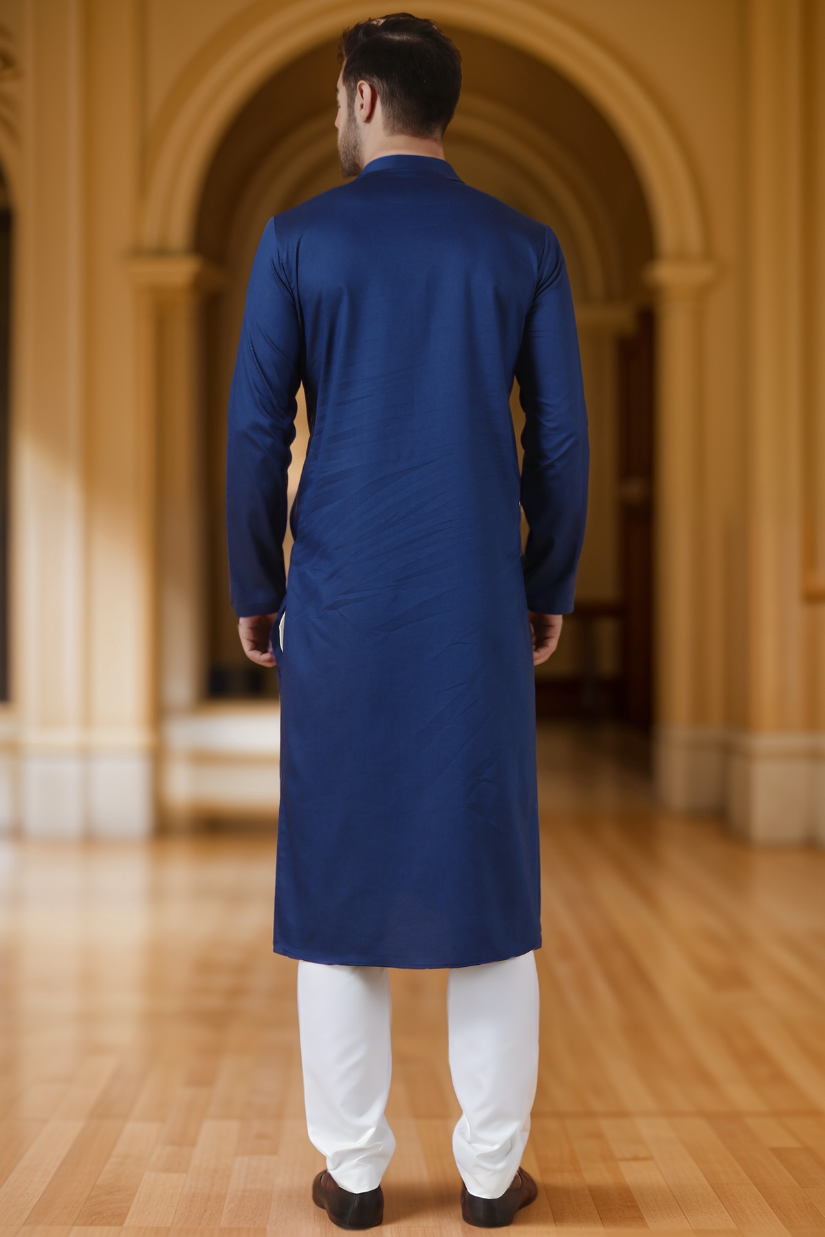 Buy Plus Size ​Dark Blue Cotton Kurta At Apella | Sizes XS to 10 XL | India | Free Delivery | Customized