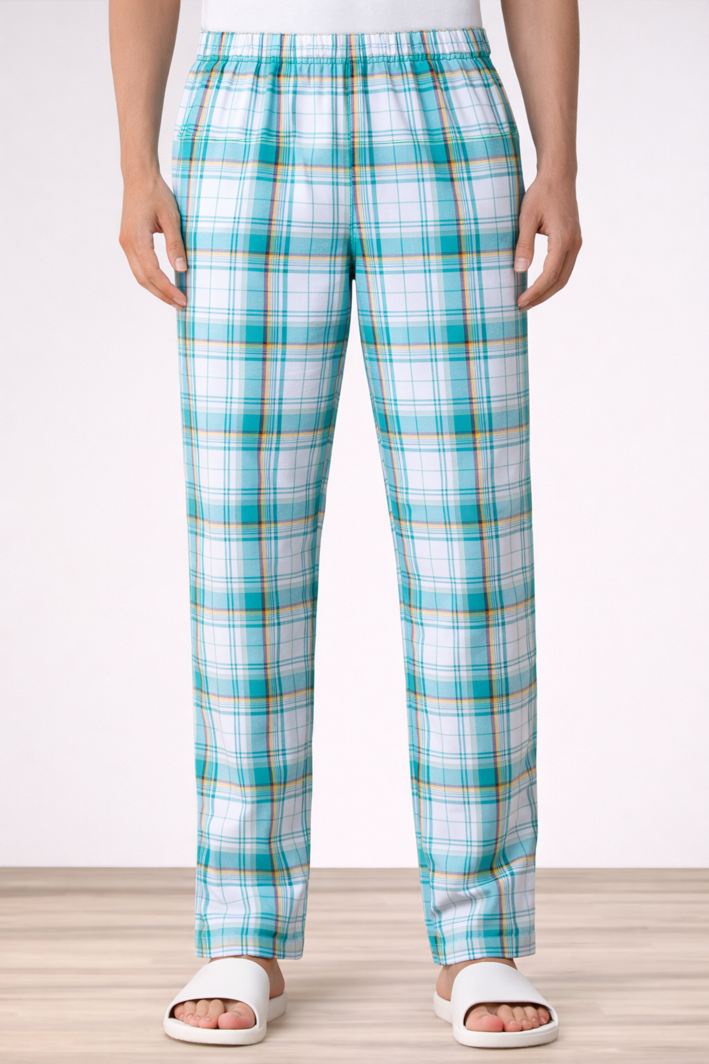 Summer Blue Checked Cotton Pajama