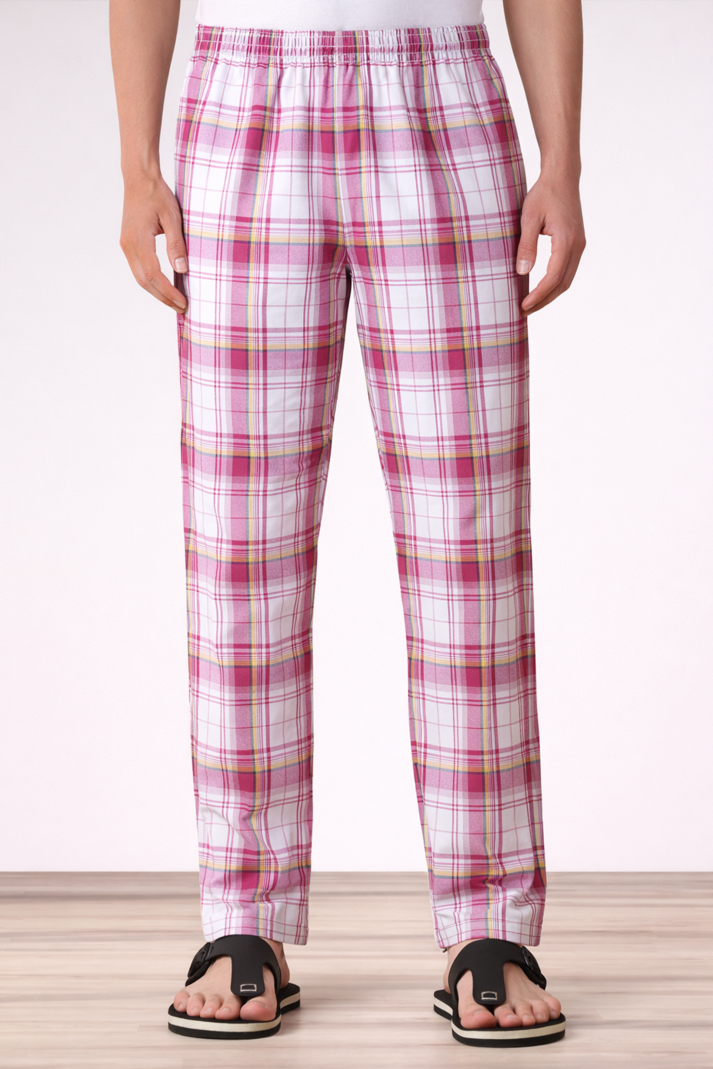 Pink Checked Cotton Pant Pajama