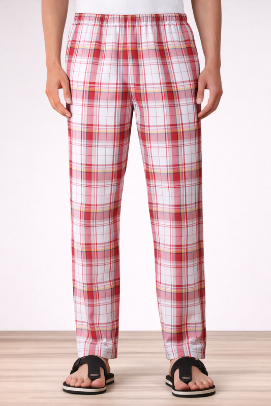 Red Checked Cotton Pant Pajama